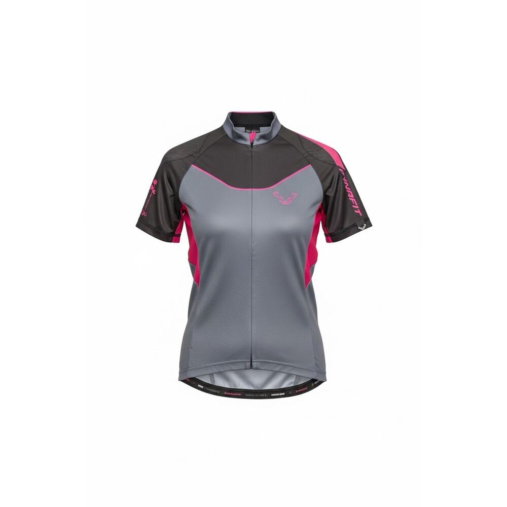 Dynafit Women’s Short Sleeve Cycling Jersey Gray Pink Half Zip Small